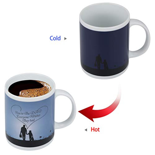 Father Gifts - Heat Sensitive Mug Color Changing Coffee Mug Funny Coffee Cup,Novelty Ceramic Heat Sensitive Mug With Funny Warm (DAD 02, 11oz)
