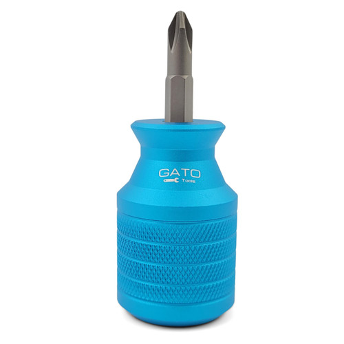 Stubby Screwdriver - Short Tool with Double Ended and Magnetic Bit Phillips & Flat/Slotted Head (Blue)