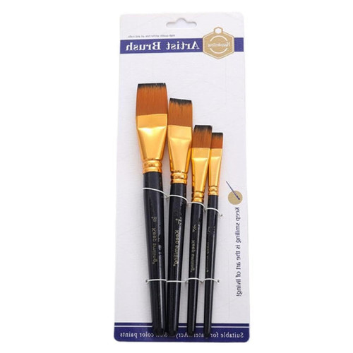 Flat Paint Brushes Set, 4 Pcs Artist Paintbrushes for Acrylic Oil Watercolor Gouache Painting, Premium Nylon Hair Art Paint Brush for Beginners and Professionals Flat Paint Brushes Set, 4 Pcs Artist Paintbrushes for Acrylic Oil Watercolor Gouache Painting, Premium Nylon Hair Art Paint Brush for Beginners and Professionals