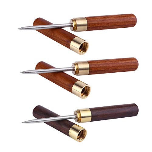 3 Pack 7" Stainless Steel Ice Pick, Portable Ice Pick Carving Tool Ice Cube Crusher with Wooden Handle and Safety Cover Kitchen Tool
