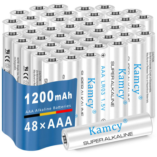 KAMCY AAA Alkaline Batteries 48 Pack, 1.5V Triple A Batteries, High-Performance Ultra Long-Lasting, 10-Year Shelf Life AAA Battery, Batteries AAA Size Leakproof Design KAMCY AAA Alkaline Batteries 48 Pack, 1.5V Triple A Batteries, High-Performance Ultra Long-Lasting, 10-Year Shelf Life AAA Battery, Batteries AAA Size Leakproof Design
