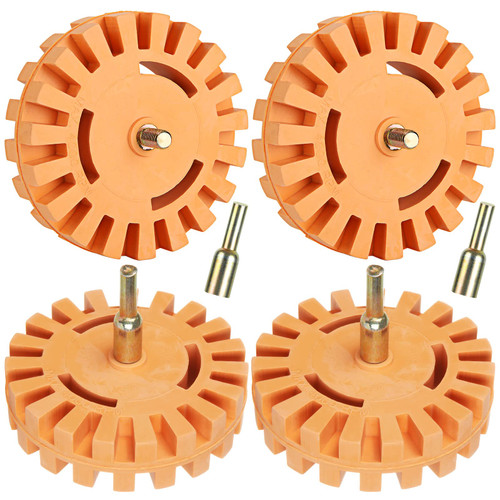 ACXFOND 4Pcs Rubber Eraser Wheel 4 Inch Decal Remover Eraser Wheel Car Sticker Remover for Drill Removing Pinstripes, Stickers, Adhesive Vinyl Decals from Cars, Rvs, Boats