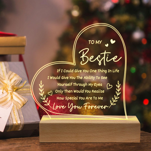 Petalsun Bestie Gifts for Women - Bestie Engraved Night Lamp, Best Friend Christmas Gifts for Women, Friendship Gifts for Women Friends, Best Friend Birthday Gifts