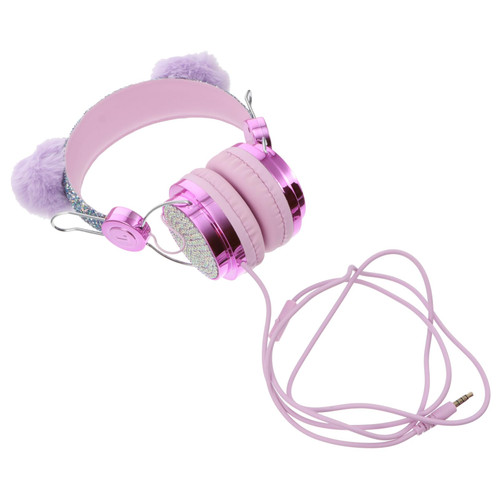HOMSFOU Headphones Over on Ear Headset Wired Headset with Mic Cat Ear Headset Unicorn Headset Recording Headset Girls Headset Kids Headset Earphones for School Stereo Abs Travel