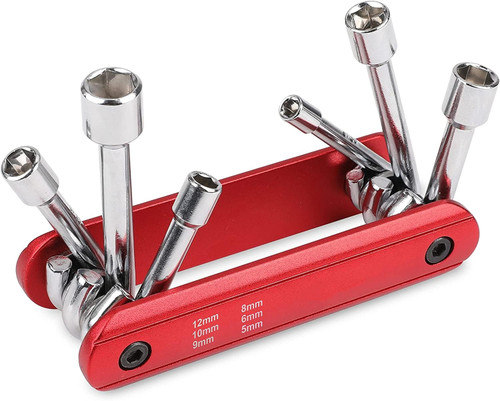 6 In 1 Folding Nut Driver Set, METRIC Size Hex Nut Driver Set, Chrome Vanadium Steel Shank, Premium Aluminum Handle. Portable, Easy to Carry Out. Includes: 5mm, 6mm, 8mm, 9mm, 10mm, 12mm