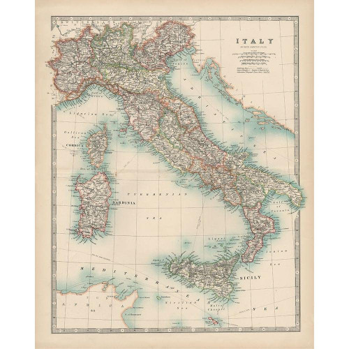 ArtDirect Johnstons Map of Italy 8x10 UnFramed Art Print Poster Ready for Framing by Johnston