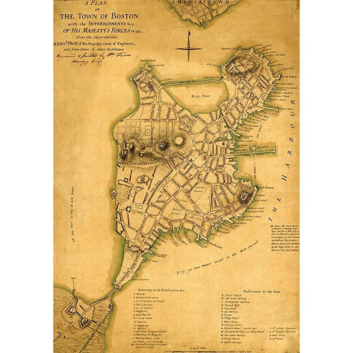 ArtDirect Plan of The Town of Boston with British entrenchments 1775 7x10 UnFramed Art Print Poster Ready for Framing by Vintage Maps
