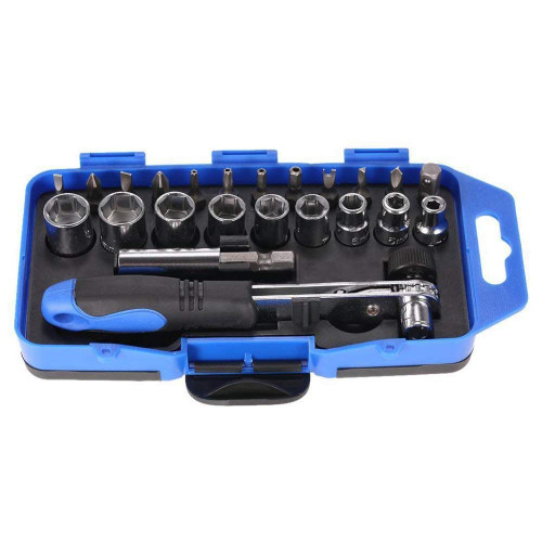 Socket Set Screwdriver Bits Kit with Small Ratchet, Quick Released Reversible Ratchet Wrench Handle for Sockets/Bits, DIY Home Repair, 23 Pieces