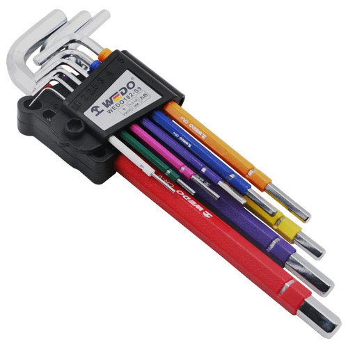 WEDO Allen Wrench Hex Key Set, 9-Piece Long Arm Hex Keys, Metric Sizes, 1.5-10MM, Chrome Vanadium Steel, Rainbow Cover