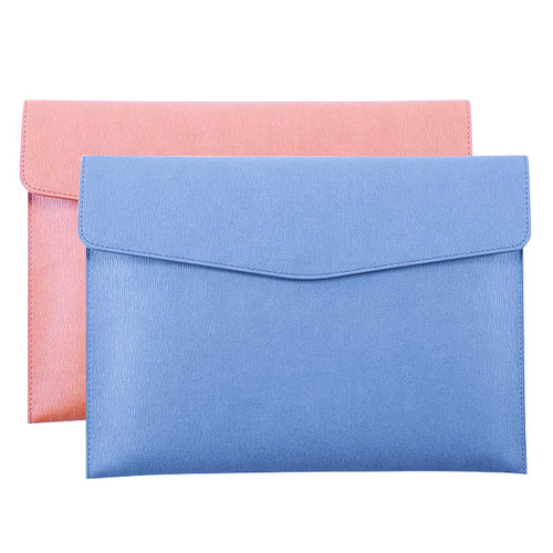 Enyuwlcm PU Leather A4 File Folder Document Holder Waterproof Portfolio Envelope Folder Case with Snap Closure Blue and Pink 2 Packs