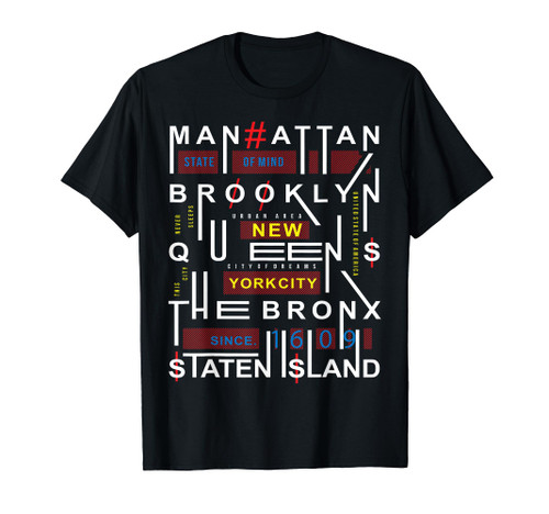 New York City Big Apple Bronx Queens Manhattan Staten Island T-Shirt
