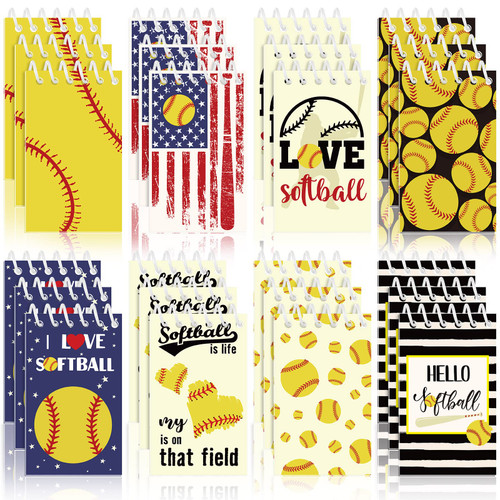 24 Pcs Softball Party Favors Softball Mini Notepads Softball Mini Notebook Sports Small Note Pad 2.36 x 3.94'' Spiral Memo for Softball Sports Party Favors Student Teacher Class Office College School