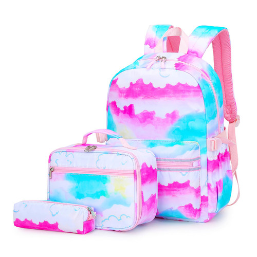 Dorlubel Girls Princess Backpack Elementary School, Tie Dye Backpack for girls Cute Kids Kindergarten Preschool Bookbag With Lunch Bag and Pencil Case (Tie Dye Pink) Dorlubel Girls Princess Backpack Elementary School, Tie Dye Backpack for girls Cute Kids Kindergarten Preschool Bookbag With Lunch Bag and Pencil Case (Tie Dye Pink)