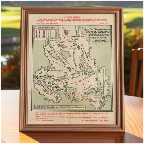 Vintage Augusta National Wall Art Course Map 1954 Golf Decor - Golf Poster Augusta Map Golf Wall Art for Your Office or Home - This Masters Augusta Golf Course 11x14 Print is a Great Gift for Golfers