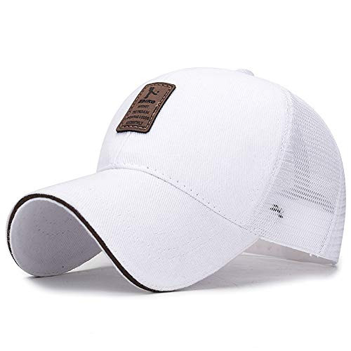 Unisex Outdoor Mesh Baseball Cap Summer Breathable Sun Hat Trucker Cap White