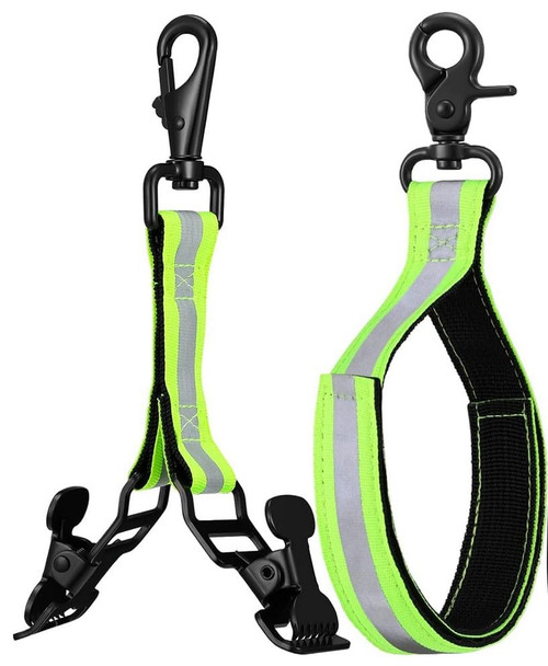 2 Pieces Firefighter Glove Strap Firefighter Fire Helmet Band Glove Safety Strap with Green Reflective