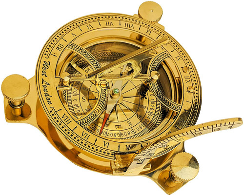MERIDIAN NAUTICALS Solid Brass Sundial Compass Antique Nautical Vintage Fully Hand Made Fully Functional Sundial Compass.