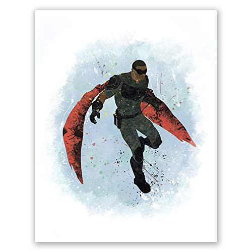 PGbureau Falcon Poster - Superhero Poster - Watercolor Illustration - Nursery Wall Decor for Boys (8x10)