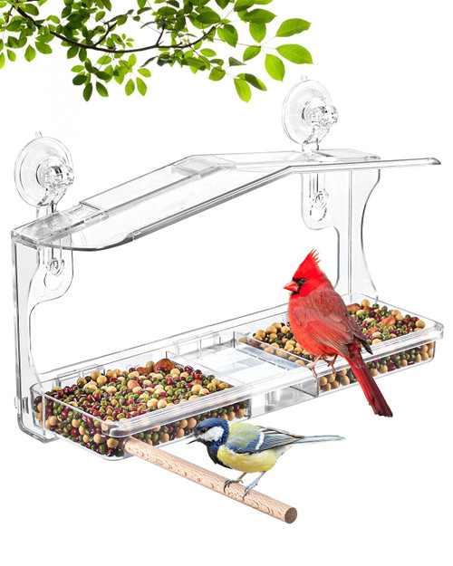 Window Bird Feeders with Strong Suction Cups - Clear Window Bird Feeders for Outside, Large Transparent Bird House for Window Viewing Window Bird Feeders with Strong Suction Cups - Clear Window Bird Feeders for Outside, Large Transparent Bird House for Window Viewing