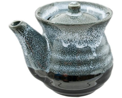 Traditional Japanese Style Soy Sauce Shoyu Dispenser With Round Lid Capacity 9 oz Handcrafted in Japan (Black/Gray)