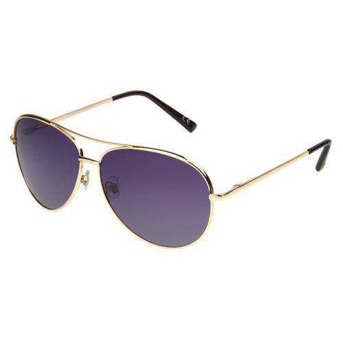 Panama Jack Women's Polarized Purple Gradient Aviator Sunglasses, Shiny Rose Gold, 58