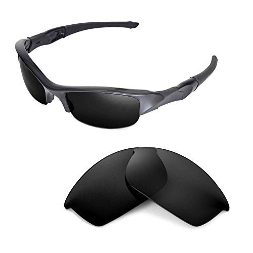Walleva Replacement Lenses for Oakley Flak Jacket Sunglasses - Multiple Options Available (Black)
