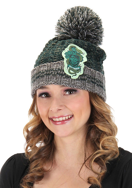 FUN Costumes Harry Potter Slytherin House Heathered Pom Beanie Hat Standard