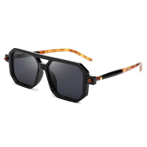 HYLLE Vintage Square 70s Flat Aviator Sunglasses Women Men Classic Retro Stylish Frame UV400 Sunglasses (Black Frame & Grey Lens) HYLLE Vintage Square 70s Flat Aviator Sunglasses Women Men Classic Retro Stylish Frame UV400 Sunglasses (Black Frame & Grey Lens)