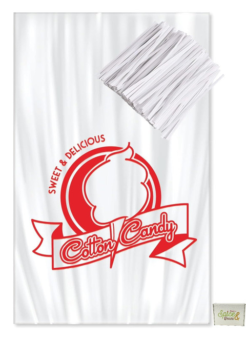 Cotton Candy Bag 11.5"x18.5" Clear Poly Bag with Twist Ties 100ct, by Dasher's Spice & Beans Cotton Candy Bag 11.5"x18.5" Clear Poly Bag with Twist Ties 100ct, by Dasher's Spice & Beans