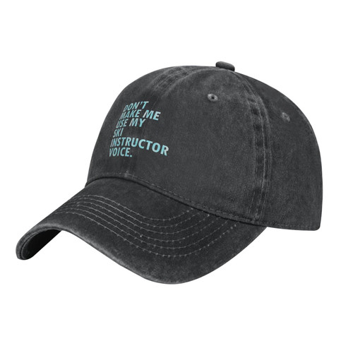 allgobee Cotton Baseball Cap Funny-Saying-Ski-Instructor Dad Hat Adjustable Polo Trucker Unisex Style Headwear Black