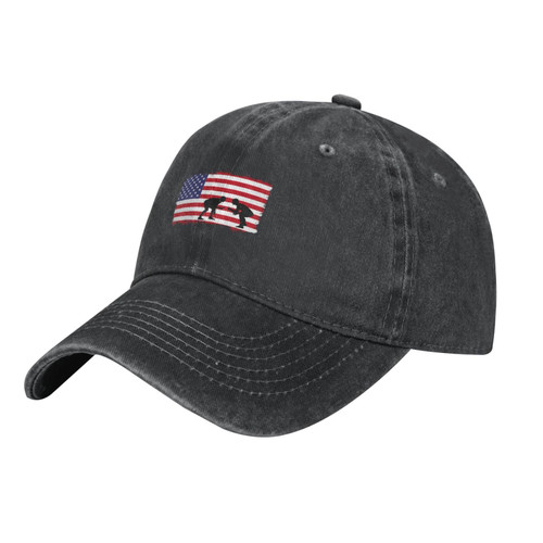 allgobee Cotton Baseball Cap Retro-American-Wrestling Dad Hat Adjustable Polo Trucker Unisex Style Headwear Black