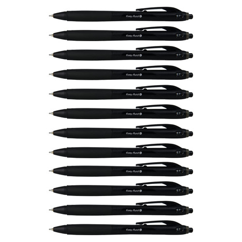 carrotez Ballpoint Pens Black, Pens Ballpoint Smooth Writing Pens, Retractable Pen, Black Ink, No Bleed Hybrid Ink - 12 Count