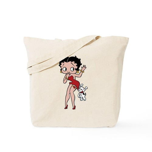 CafePress Betty Boop Pudgy Tugging Canvas Tote Shopping Bag