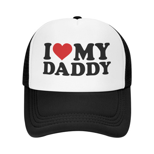 I Love My Daddy Heart Trucker Hat Snapback Men Women Mesh Adjustable Golf Dad Summer Baseball Cap Black Happy Father's Day