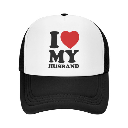 I Love My Husband Men Trucker Hat Women Mesh Snapback Golf Summer Baseball Cap Black Happy Father's Day