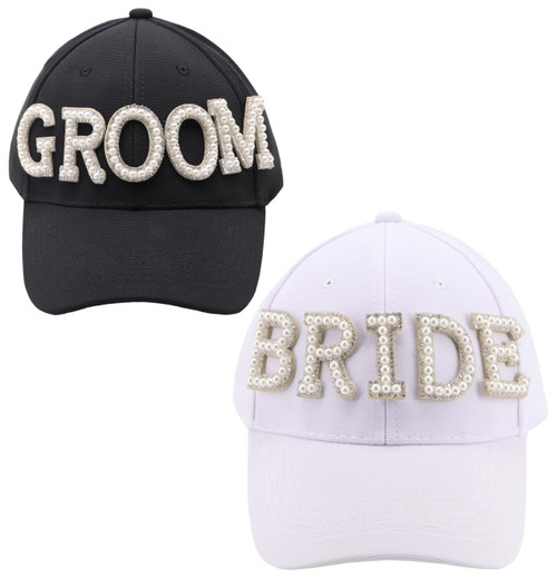 Matching Mr. & Mrs. Baseball Caps Bride Groom Couples Trucker Hats Dad Hats Newlywed Honeymoon Bridal Wedding DIY Gift (Beaded)