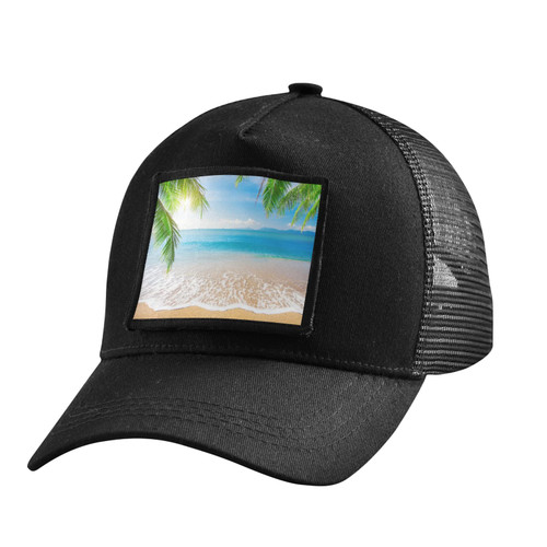 MCHIVER Beach Palm Tree Trucker Hat Black Hats for Men Woman Baseball Cap Fitted Snapback Hats Adjustable Strap Meshback Caps MCHIVER Beach Palm Tree Trucker Hat Black Hats for Men Woman Baseball Cap Fitted Snapback Hats Adjustable Strap Meshback Caps