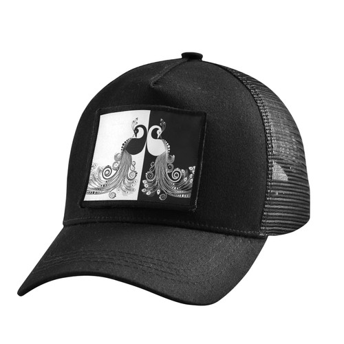 MCHIVER Peacock Trucker Hat Black Hats for Men Woman Baseball Cap Fitted Snapback Hats Adjustable Strap Dad Hats