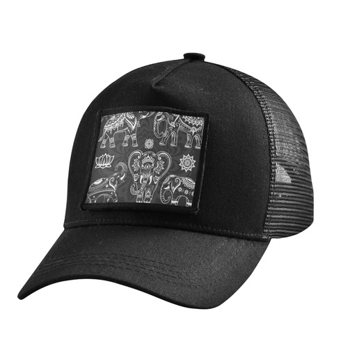 Elephants Black White Trucker Hat Black Hats for Men Woman Baseball Cap Fitted Snapback Hats Adjustable Strap Ball Caps