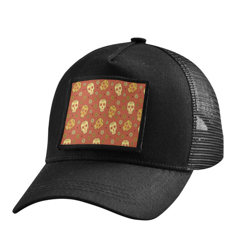 Dead Day Dia De Muertos Halloween Mexican Skull Trucker Hat Black Hats for Men Woman Baseball Cap Fitted Snapback Hats Adjustable Strap Funny Hats Halloween Decor