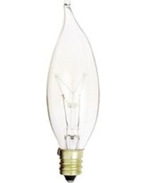 HC Lighting - E12 Candelabra Base 10 Watt Clear Flame Tip 130 Volt Decorative Chandelier Light Bulb (10 Pack)