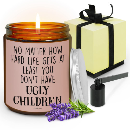 SIMORAS Mom Candle with Candlesnuffer - Lavender Scented Candles for Mom - You Don't Have Ugly Children Candles for Mom - Mom Candle Gifts for Mom from Son - Mothers Day Candles from Daughter