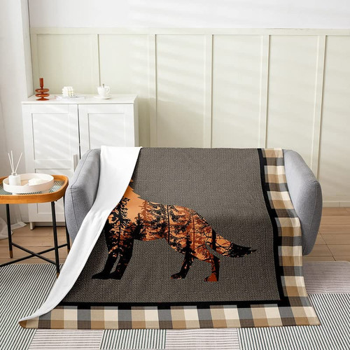 Wolf Flannel Fleece Throw Blanket for Sofa Couch Kids Cute Wolf Wild Animals All Season Bed Blanket Room Rustic Cabin Country Fuzzy Blanket Nature Wildlife Bear Brown Plush Blanket Room Decor 40"x50" Wolf Flannel Fleece Throw Blanket for Sofa Couch Kids Cute Wolf Wild Animals All Season Bed Blanket Room Rustic Cabin Country Fuzzy Blanket Nature Wildlife Bear Brown Plush Blanket Room Decor 40"x50"