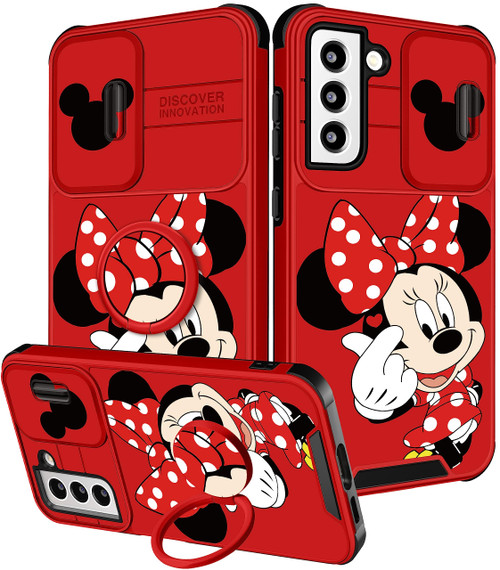 oqpa for Samsung Galaxy S22 Plus Phone Case Cute Cartoon Galaxy S22 Plus Case with Camera Cover+Ring Holder for Women Girly Girls Boys Kids Kawaii Funny Case for Samsung S22 Plus, Heart Minn