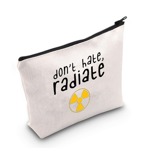 POFULL Radiology Tech Cosmetic Bag X-ray Radiology Gifts Future X-Ray Tech Gift Don't Hate Radiate Makeup Bag (Don't Hate Radiate bag)