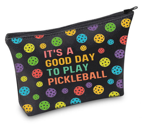 TSOTMO Pickleball Zipper Makeup Bag Pickleball Coach Gift Pickleball Team Zipper Pouch Pickleball Sport Theme Gift For Pickleball Lovers Player (Pickleball BLK)