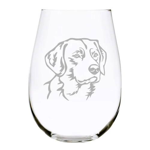 Labrador themed, dog stemless wine glass, 17 oz.