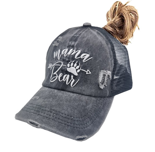 Waldeal Mama Bear High Ponytail Baseball Caps Vintage Embroidered Washed Dad Hats for Mother