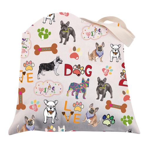 French Bulldog Gift Tote Bag French Bulldog Lover Gift for Dog Mom Owner French Bulldog Canvas Tote Bag Puppy Reusable Bag (CM96 french bulldog tote)