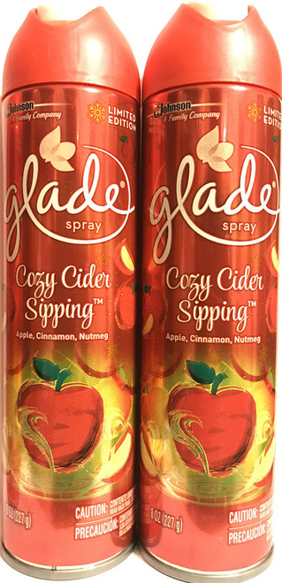 Glade Air Freshener Spray - Limited Edition - Winter Collection 2017 - Cozy Cider Sipping - Net Wt. 8 OZ (227 g) Per Can - Pack of 2 Cans2